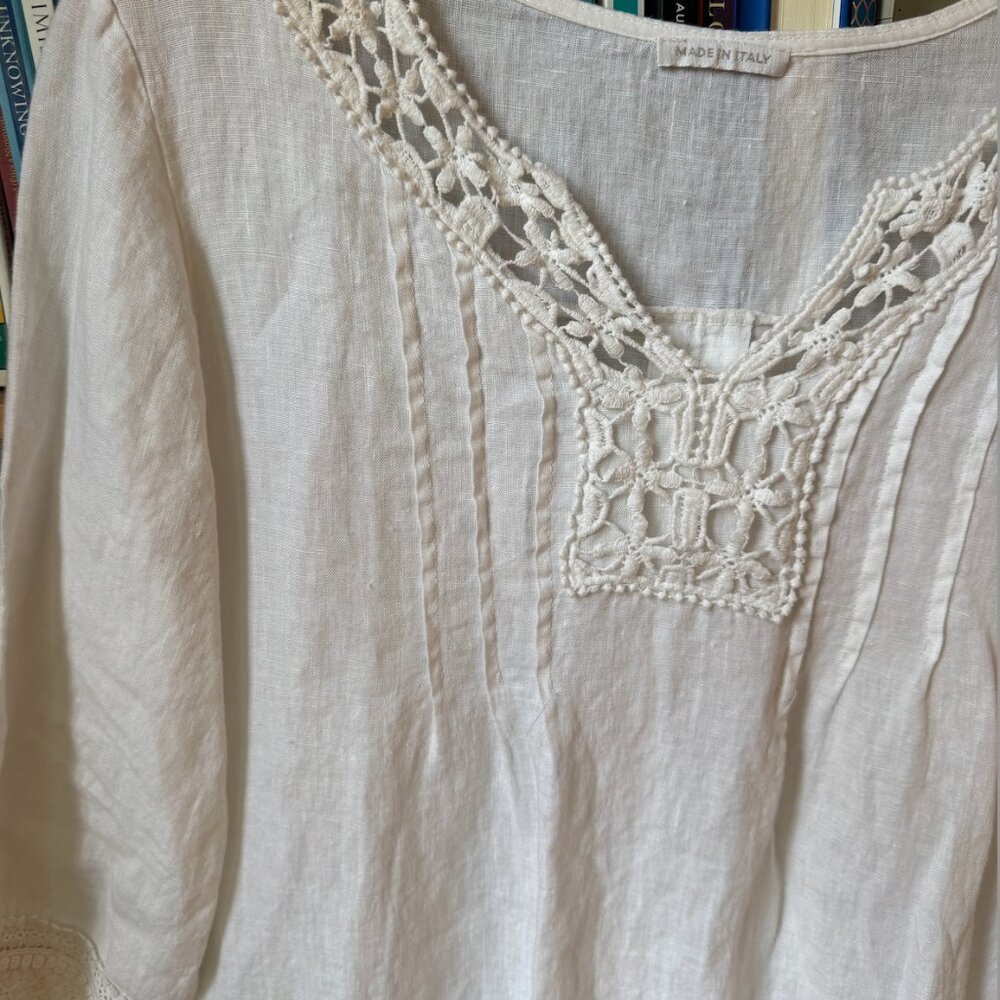 Made in Italy Linen Dress or Beach Cover-Up (One Size but Fits S/M well)